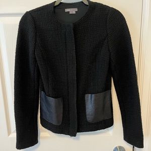 Vince textured wool jacket with faux leather detailing